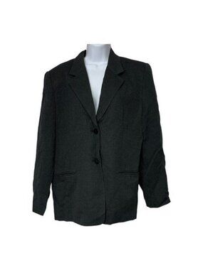 Talbots Womens Black & Gray Polka Dot Blazer Size 14 Cotton Blend Made In USA